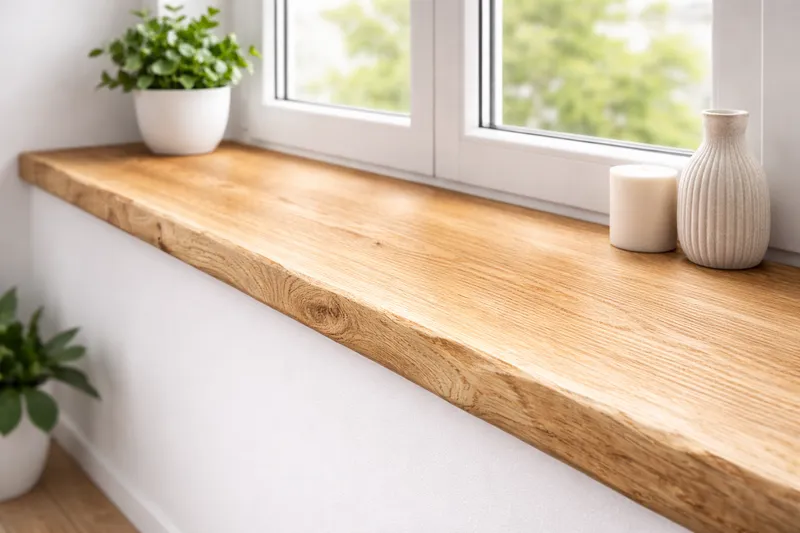 Parapet drewniany z naturalną krawędzią - dąb i jesion