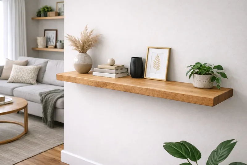 Półka dębowa prosta wisząca - lite drewno na wymiar