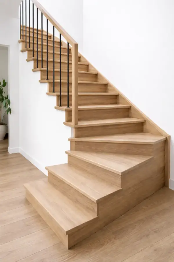Schody dębowe na beton - trepy i spoczniki na wymiar